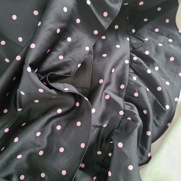 For Love & Lemons Black and Pink Polka Dot Long Sleeve Dress - Picture 5 of 7